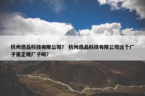 杭州造品科技有限公司？ 杭州造品科技有限公司这个厂子是正规厂子吗？