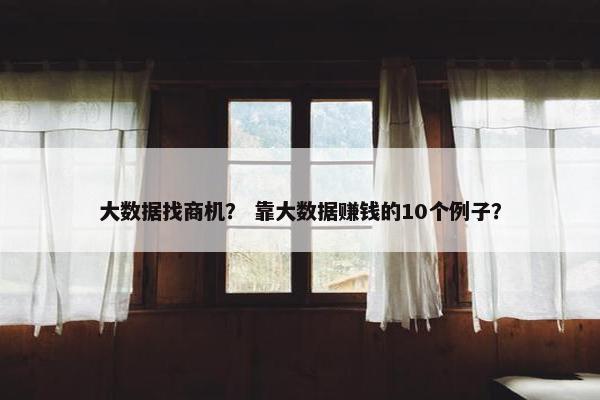 大数据找商机？ 靠大数据赚钱的10个例子？