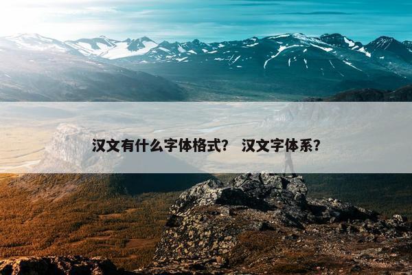 汉文有什么字体格式？ 汉文字体系？