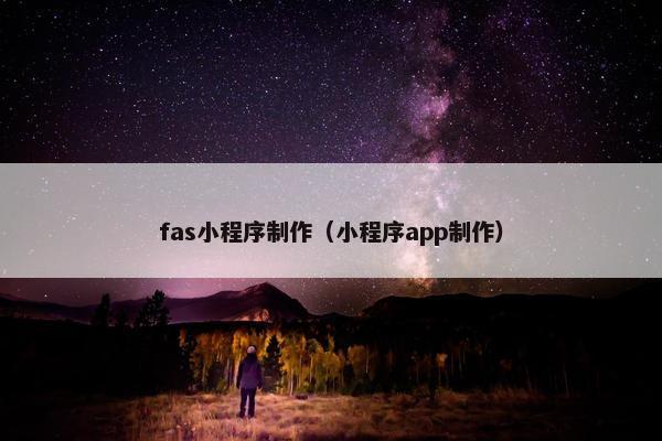 fas小程序制作（小程序app制作）