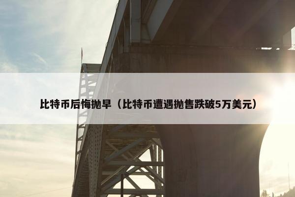 比特币后悔抛早（比特币遭遇抛售跌破5万美元）