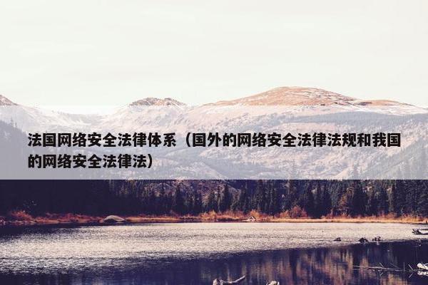 法国网络安全法律体系（国外的网络安全法律法规和我国的网络安全法律法）