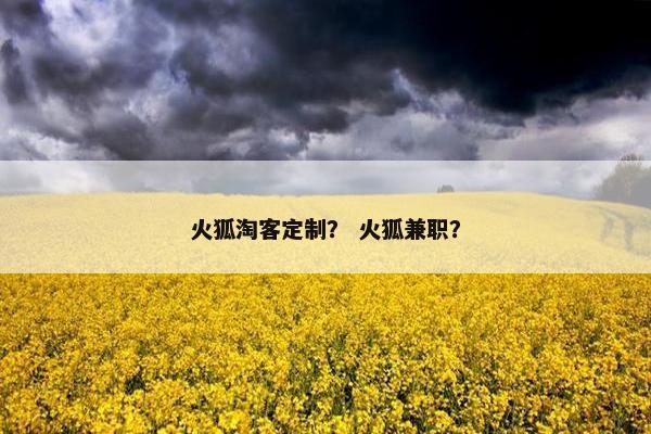 火狐淘客定制？ 火狐兼职？