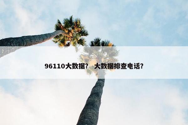 96110大数据？ 大数据排查电话？