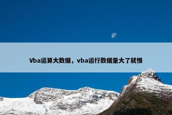 Vba运算大数据，vba运行数据量大了就慢