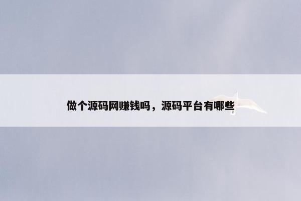 做个源码网赚钱吗，源码平台有哪些