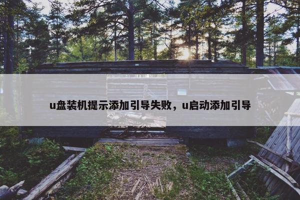 u盘装机提示添加引导失败，u启动添加引导