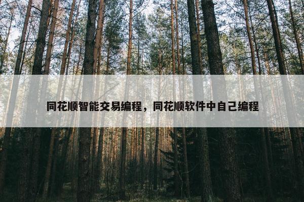 同花顺智能交易编程，同花顺软件中自己编程