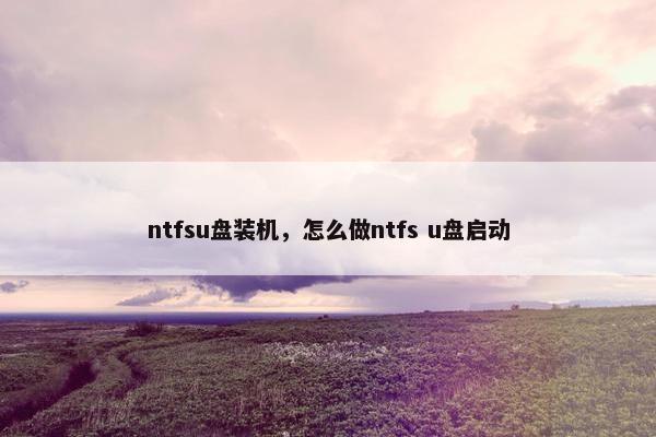 ntfsu盘装机，怎么做ntfs u盘启动