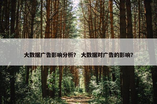 大数据广告影响分析？ 大数据对广告的影响？