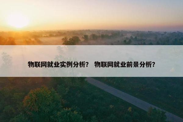 物联网就业实例分析？ 物联网就业前景分析？