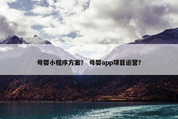 母婴小程序方案？ 母婴app项目运营？