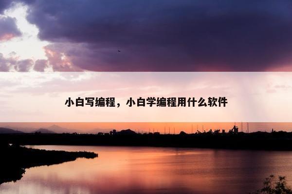 小白写编程，小白学编程用什么软件