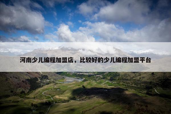 河南少儿编程加盟店，比较好的少儿编程加盟平台