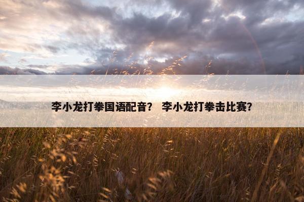 李小龙打拳国语配音？ 李小龙打拳击比赛？