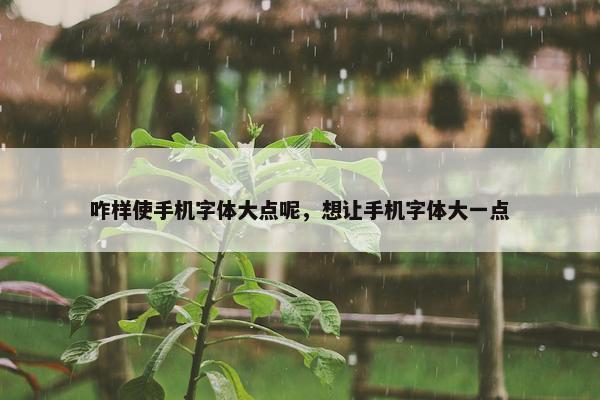 咋样使手机字体大点呢，想让手机字体大一点