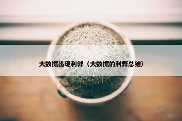 大数据出现利弊（大数据的利弊总结）