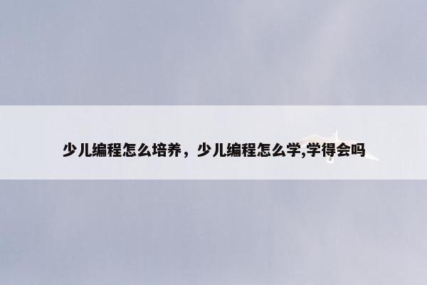 少儿编程怎么培养，少儿编程怎么学,学得会吗