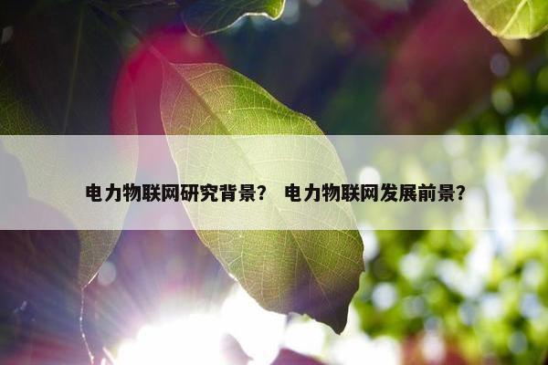 电力物联网研究背景？ 电力物联网发展前景？