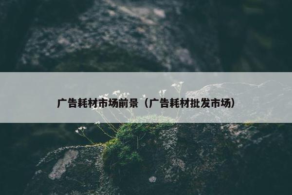 广告耗材市场前景（广告耗材批发市场）