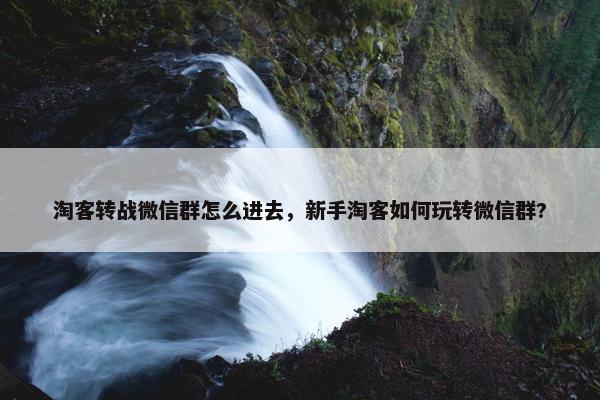 淘客转战微信群怎么进去，新手淘客如何玩转微信群?