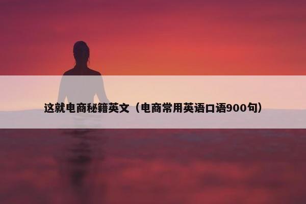 这就电商秘籍英文（电商常用英语口语900句）