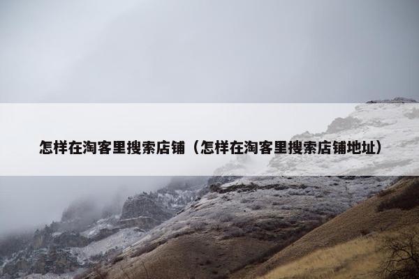 怎样在淘客里搜索店铺（怎样在淘客里搜索店铺地址）