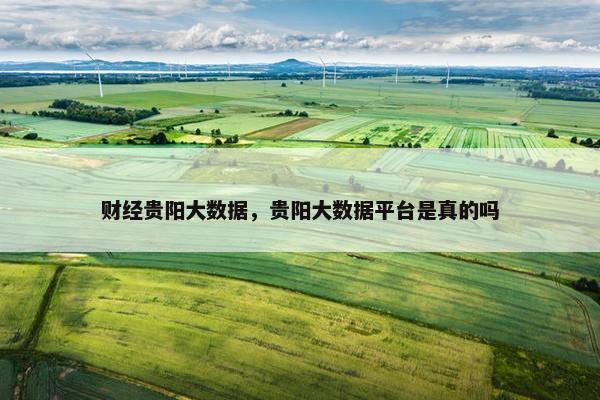 财经贵阳大数据，贵阳大数据平台是真的吗