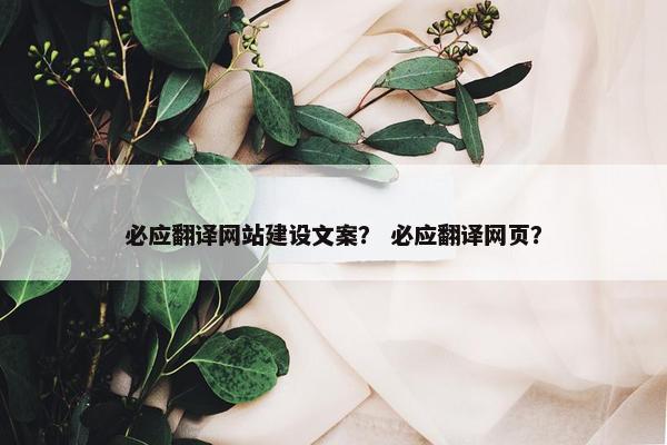 必应翻译网站建设文案？ 必应翻译网页？