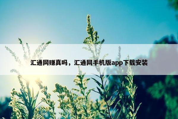 汇通网赚真吗，汇通网手机版app下载安装