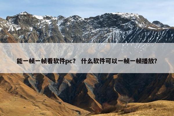 能一帧一帧看软件pc？ 什么软件可以一帧一帧播放？