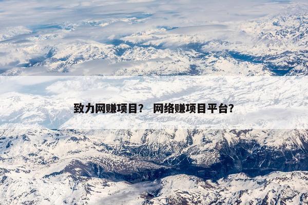 致力网赚项目？ 网络赚项目平台？