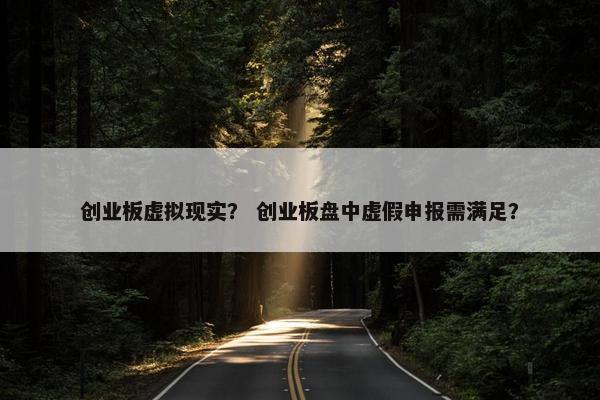 创业板虚拟现实？ 创业板盘中虚假申报需满足？