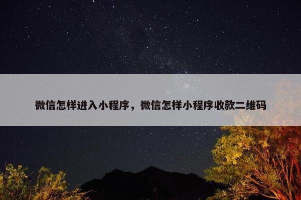 微信怎样进入小程序，微信怎样小程序收款二维码
