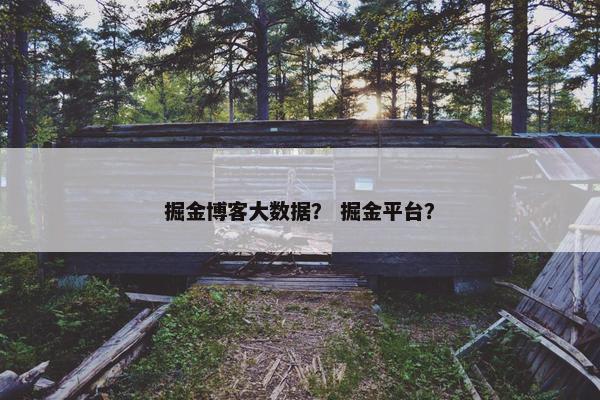 掘金博客大数据？ 掘金平台？