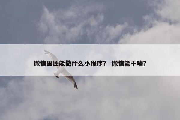 微信里还能做什么小程序？ 微信能干啥？