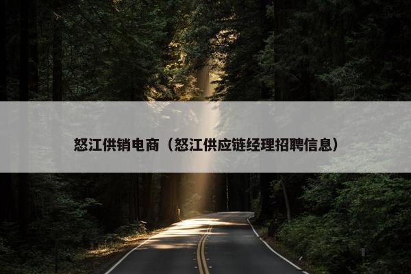 怒江供销电商（怒江供应链经理招聘信息）