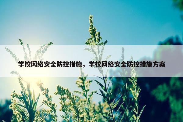 学校网络安全防控措施，学校网络安全防控措施方案