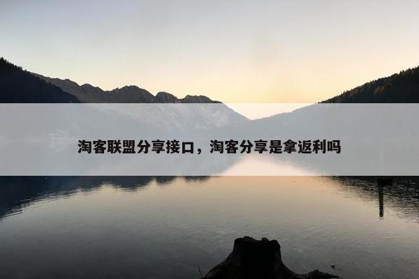 淘客联盟分享接口，淘客分享是拿返利吗