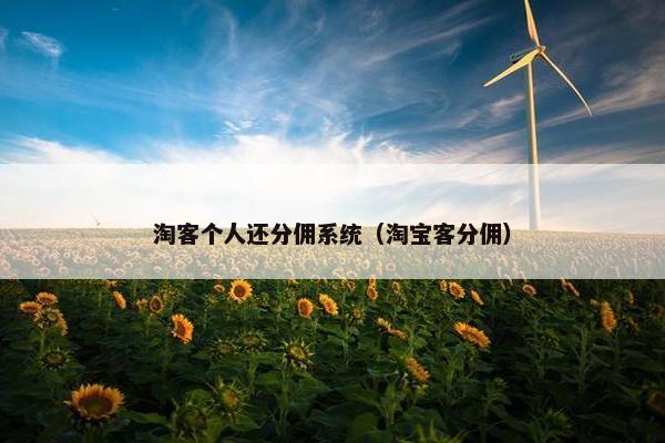 淘客个人还分佣系统（淘宝客分佣）