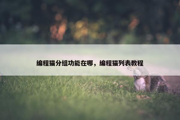 编程猫分组功能在哪，编程猫列表教程