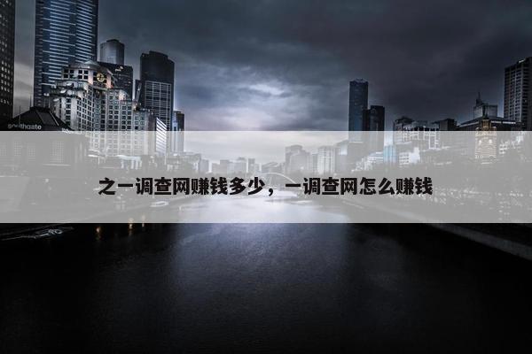 之一调查网赚钱多少，一调查网怎么赚钱