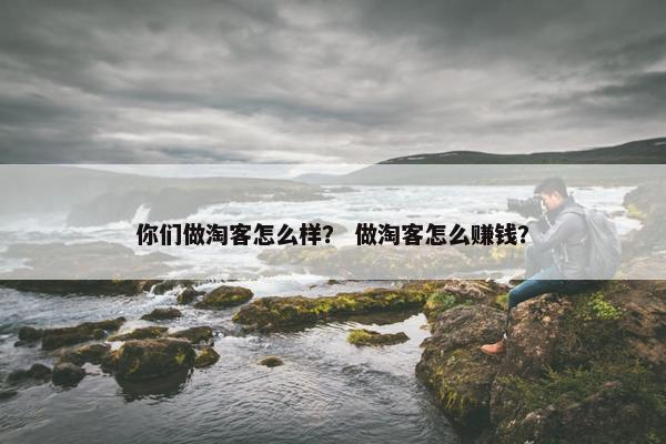 你们做淘客怎么样？ 做淘客怎么赚钱？