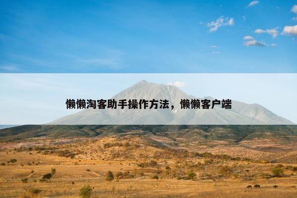 懒懒淘客助手操作方法，懒懒客户端