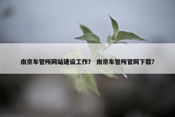 南京车管所网站建设工作？ 南京车管所官网下载？