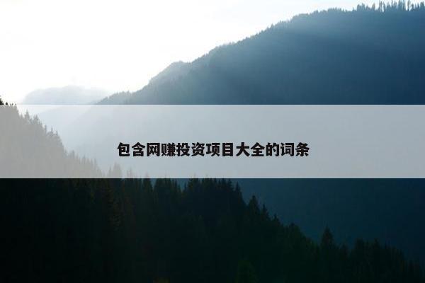 包含网赚投资项目大全的词条