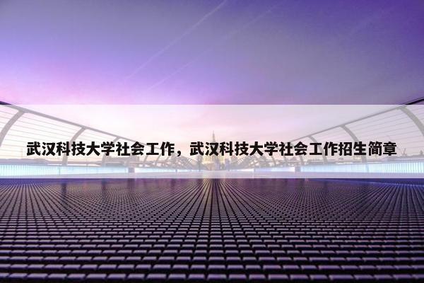 武汉科技大学社会工作，武汉科技大学社会工作招生简章