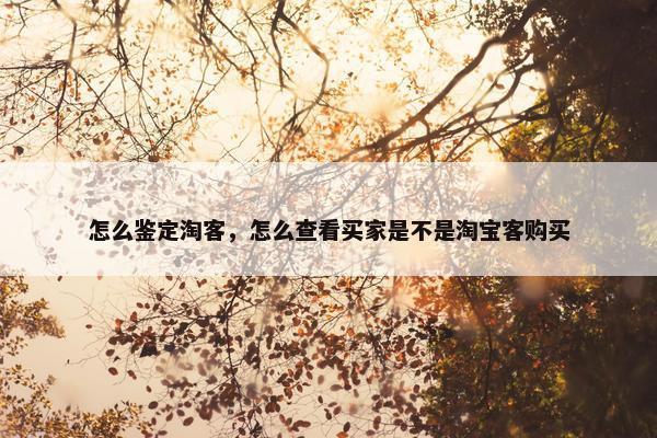 怎么鉴定淘客，怎么查看买家是不是淘宝客购买
