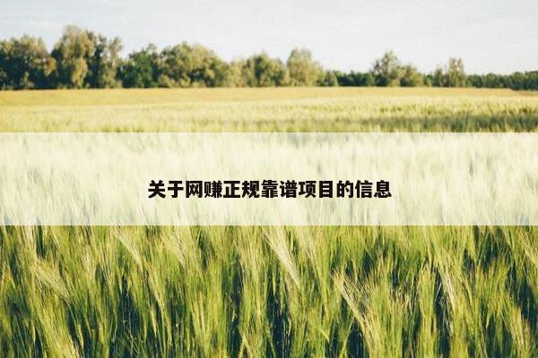 关于网赚正规靠谱项目的信息