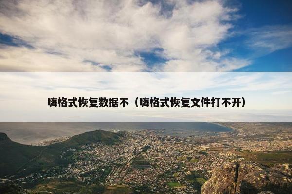 嗨格式恢复数据不（嗨格式恢复文件打不开）